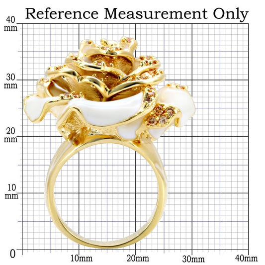 1W040 - Gold Brass Ring with AAA Grade CZ in Champagne