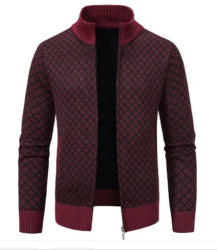 Men's Fleece Stand Collar Cardigan