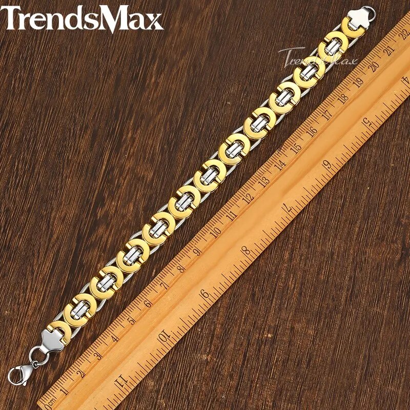 7/9/11mm Men's Bracelet Stainless Steel Byzantine Link Chain Gold Color Black Bracelets Male Jewelry 7-11" KBB1