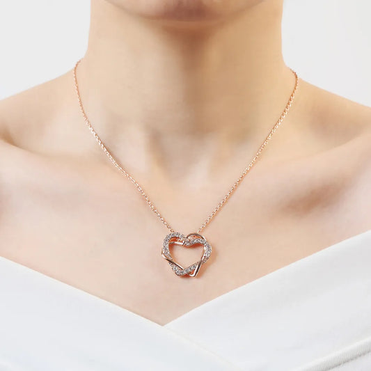 ZHOUYANG Top Quality ZYS007 Rose Gold Color Elegant Hearts Wedding Jewelry Necklace Earrings Set Made with Austrian Crystals