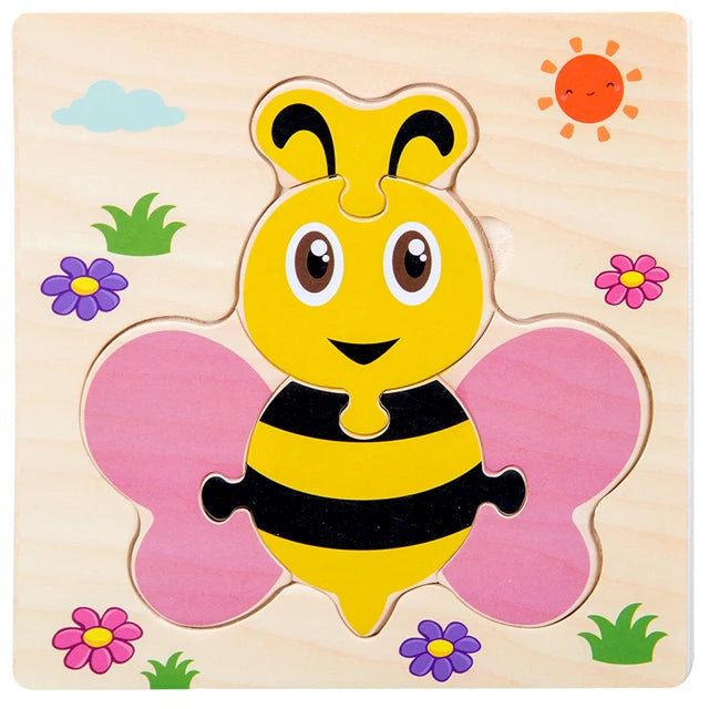 Baby Toys Wooden 3D Puzzle Cartoon Animal Vehicle Wood Jigsaw Puzzles Intelligence Montessori Educational Toys for Children