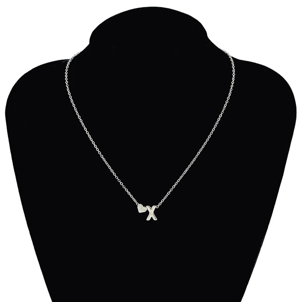 SUMENG Fashion Tiny Heart Dainty Initial Necklace Gold Silver Color Letter Name Choker For Women Pendant Jewelry Gift