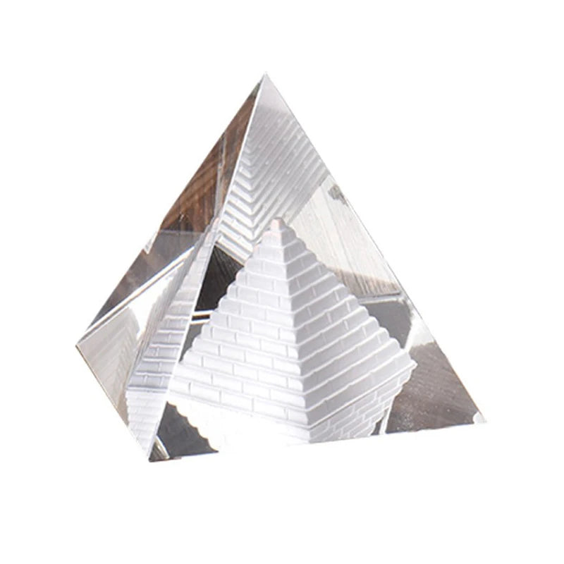 Energy Healing Hollow Crystal Glass Egypt Pyramid Fengshui Figurines Chakra Healing Miniature Home Decoration Accessories