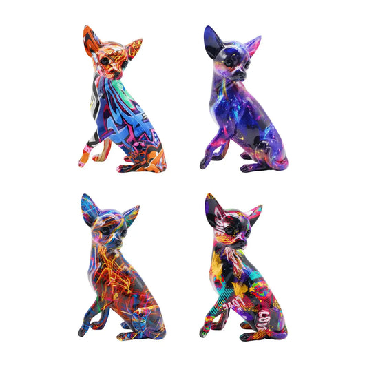 Dog Sculpture Desk Decor Lovely Creative Ornament Splashing Color Art Work