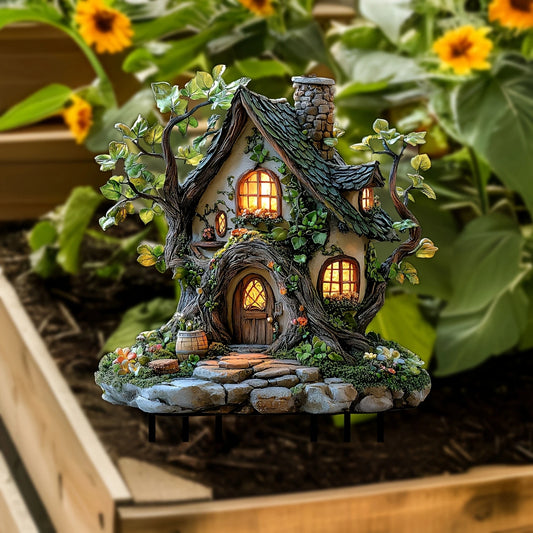 1 Piece 2D Acrylic Bonsai Ground Plug Tree House Shape Outdoor