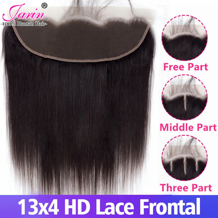 Lace Frontal Closure 13x4 Transparent Indian Human Hair Free Part Frontal Remy Hair Pre Plucked with Baby Hair Jarin Free Ship