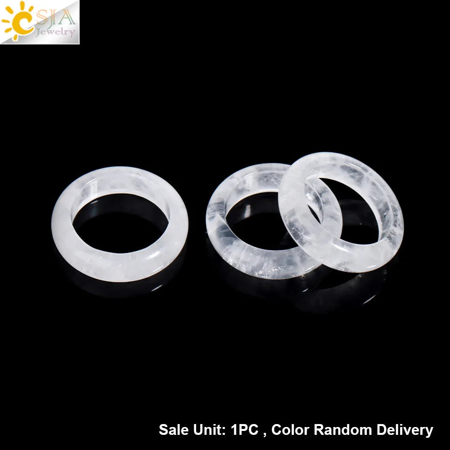 Healing Gem Stone Crystal Band Rings for Men Natural Pink Stone Quartz Red Agates Jaspers Dainty Finger Ring Women Jewelry H474