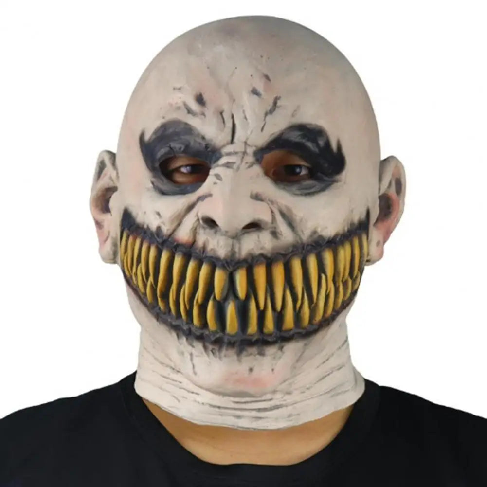 Creepy Mask Cospaly Horror Pointy Teeth Split Mouth Latex Helmet Halloween Carnival Dress Up Party Costume Props