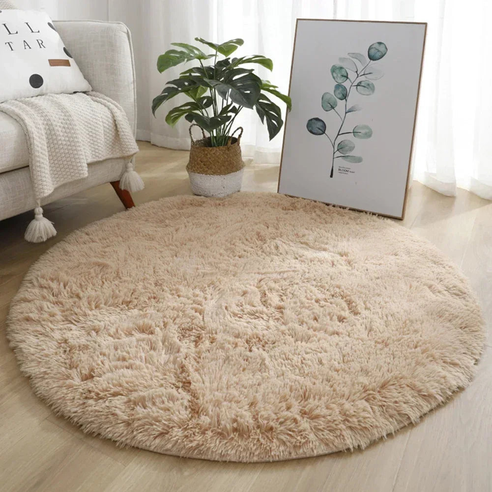 40/60/80cm Anti-Slip Round Rugs Large Shaggy Rug Super Soft Mat Living Room Bedroom Carpet Home Furnishings