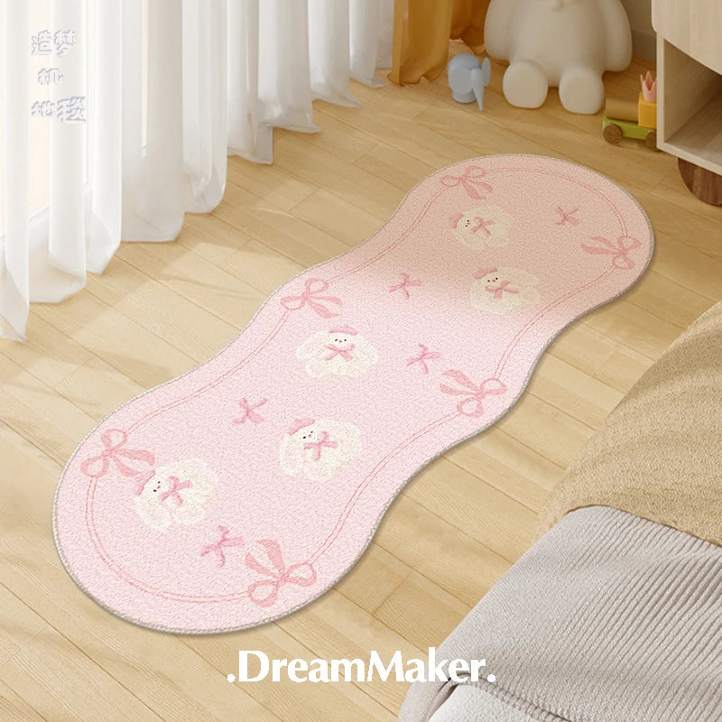 VIKAMA Cream Style Bedroom Bedside Rugs Teenage Room Bedside Rugs Floating Window Mat Mirror Front Rugs Home Decoration
