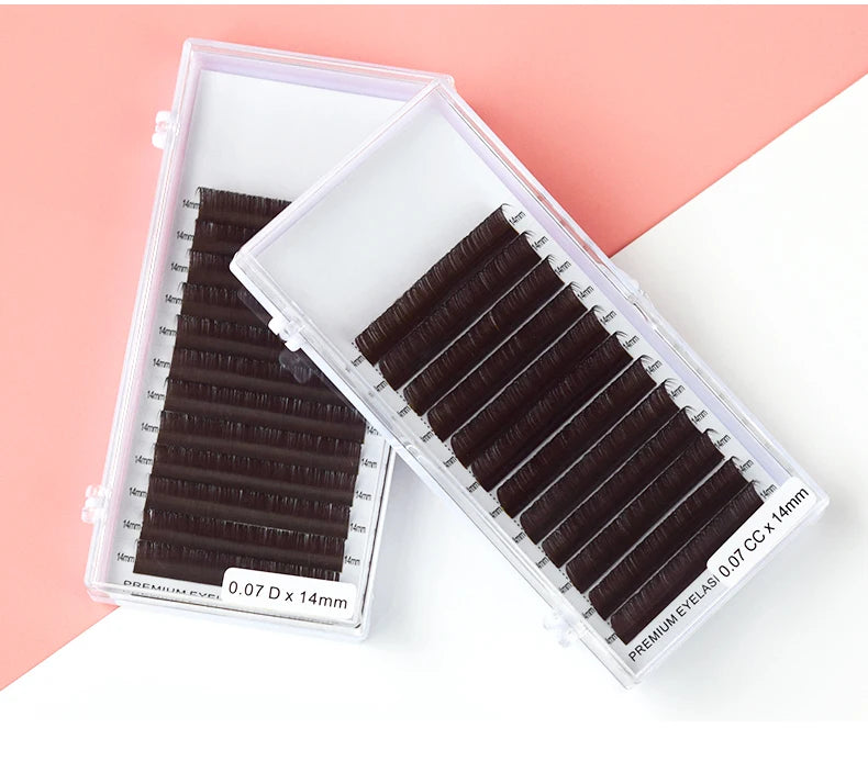 H&L SINCE 1990 12 Rowsblack brown eyelashes, double pointed eyelashes makeup tool, professional false eyelashes