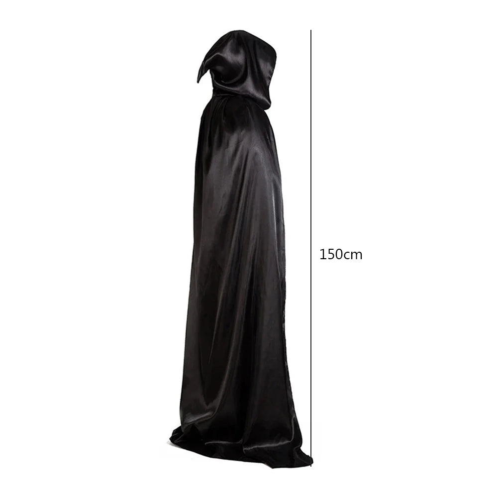 Black Vampire Cloak Cosplay Costume Halloween Hooded Cloak Cape Robe Adult Cosplay Anime Figures Halloween Costume Party Decor