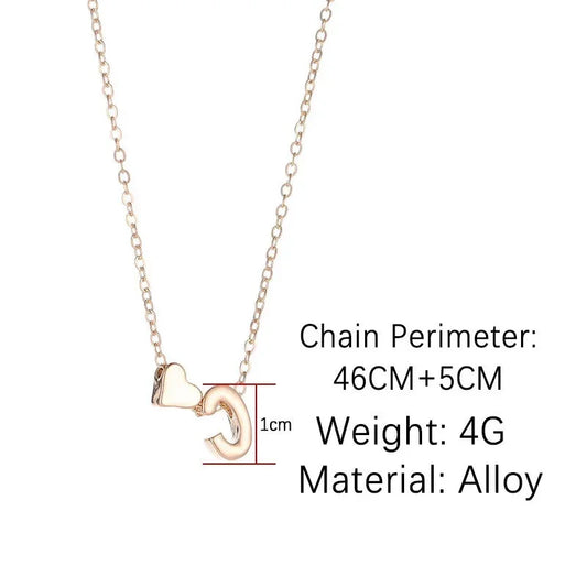 SUMENG Fashion Tiny Heart Dainty Initial Necklace Gold Silver Color Letter Name Choker For Women Pendant Jewelry Gift