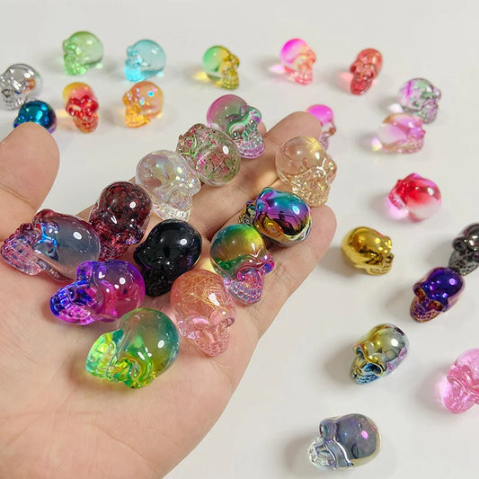 Crystal Skull Glass Carving Jewelry Quartz For Home Decoration Healing Crystals Skull Ornament Reiki Witchcraft Gifts Figurine
