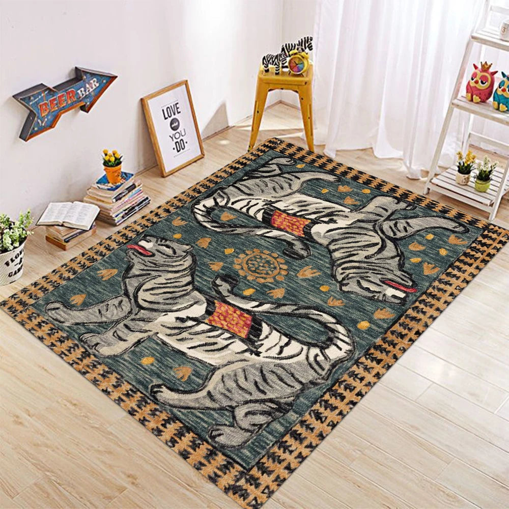 Rug for Living Room Carpet Jungle Tiger Home Decoration Large Area Bedroom Plush Floor Mat Machine Washable Coffee Table Rugs