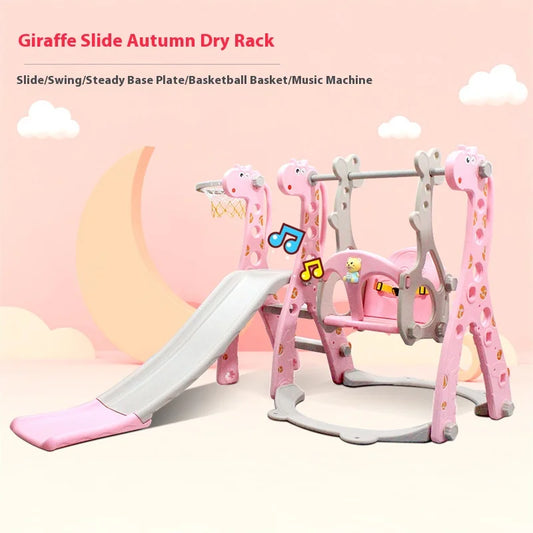 Household Children's Toys Slide Indoor Outdoor Family Playground Props Cartoon Giraffe Combination Swing Toys Gift for Kids