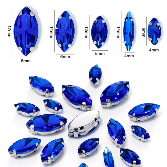 DUCrystal 50pcs/pack Mix Size Glass Crystal Sew On Rhinestones Flatback Rhinestones for Clothes Crafts Sewing Beads Decorations