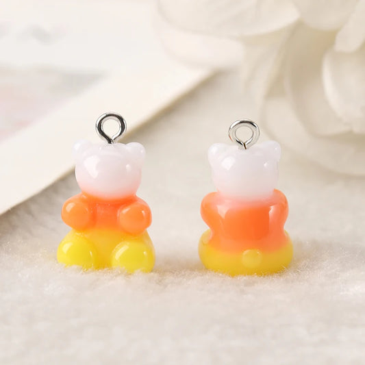 10Pcs Halloween 3D Candy Corn Bear Charms Resin Pendant For Keychain Necklace Jewelry Diy Making