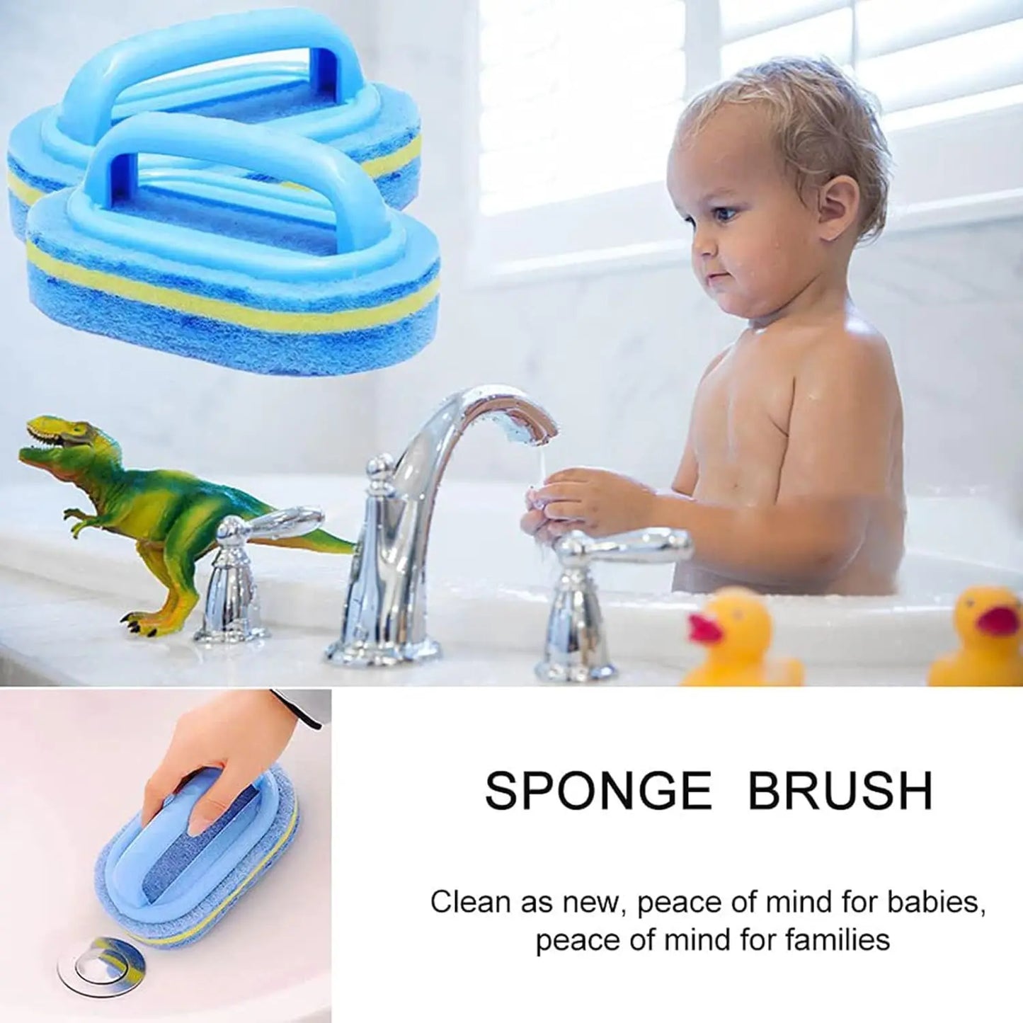 Household Cleaning Brush With Handle Dish Soap Bathroom Kitchen Tub Thicken Scrubbing Sponge Wipe Durable Tools Accessories Home