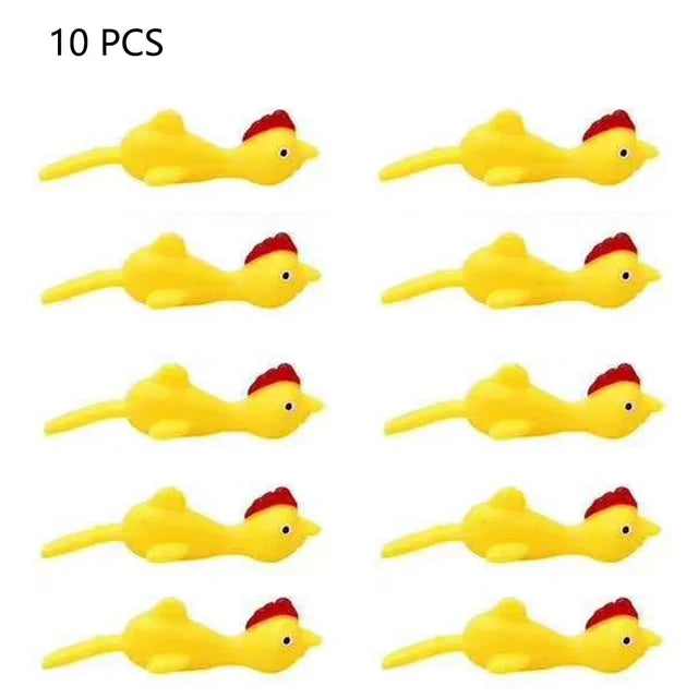 10PCS Catapult Launch Turkey Slingshot Chick Elastic Flying Finger Sticky Decompression Toy for Birthday Halloween Party Favors