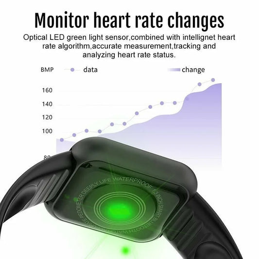 Y68 Smart Watch Men Women Heart Rate Oxygen Blood Pressure Monitoring Multi-Function Sleep Monitoring Smartwatch for Ios Android