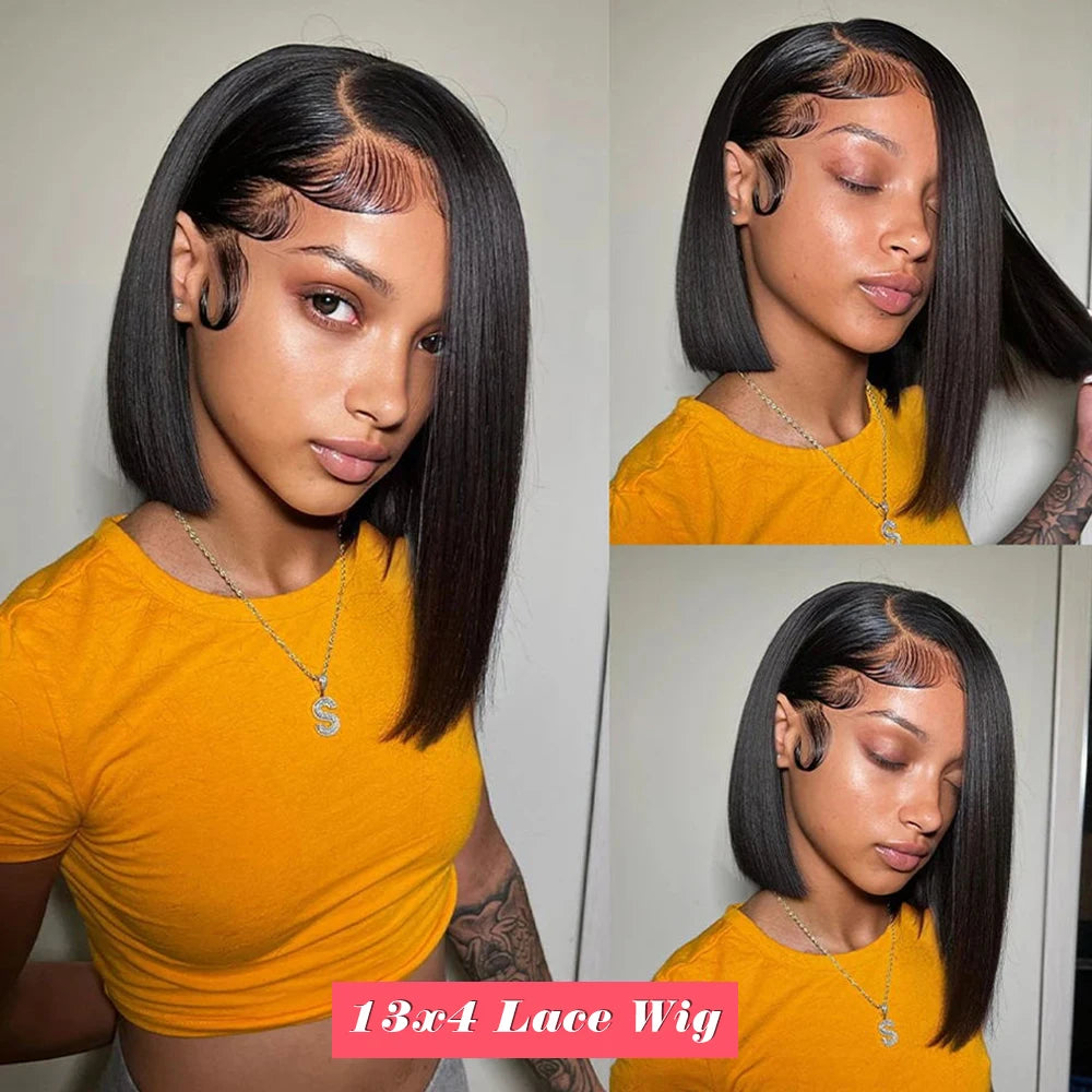 Bob Lace Front Wig – 13x4 HD Transparent Lace, Brazilian Remy Straight, 180% Density