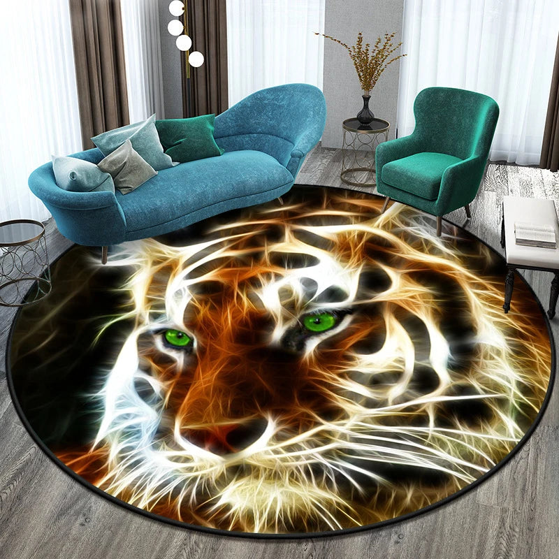 Tiger Round Rug Floor Mats Living Room Rugs Kids Decor Gifts Restroom Prayer Area