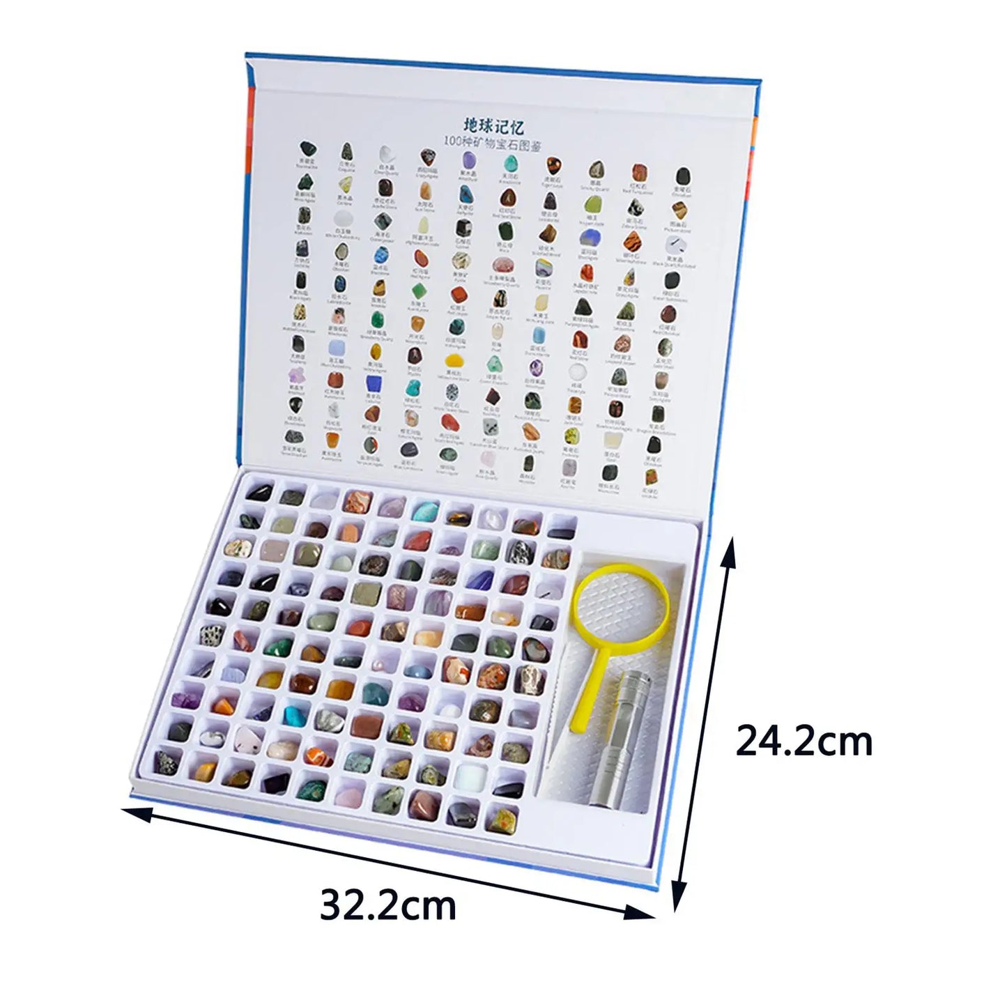 Natural Geology Minerals Rocks and Crystals GEM Collection Kit for Educational Science Book Magnifying Glass for Holiday Gifts