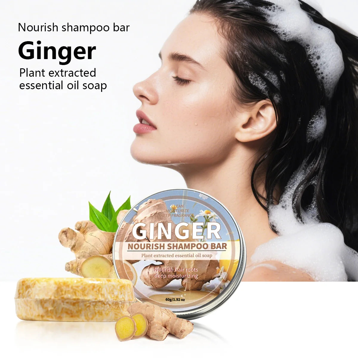 60g Ginger and Honey Soap Organic Herb Wholesale Handmade Soap Hair Treatment Shampoo Bar Wholesale Plant Extraction Dandruff