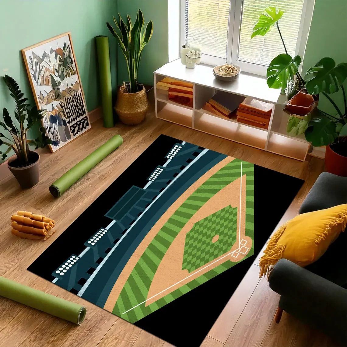 Baseball Field Rug Carpet for Living Room Modern Luxury Decor Sofa Table Large Area Rugs Bathroom Mat Alfombra Para Cocina Tapis