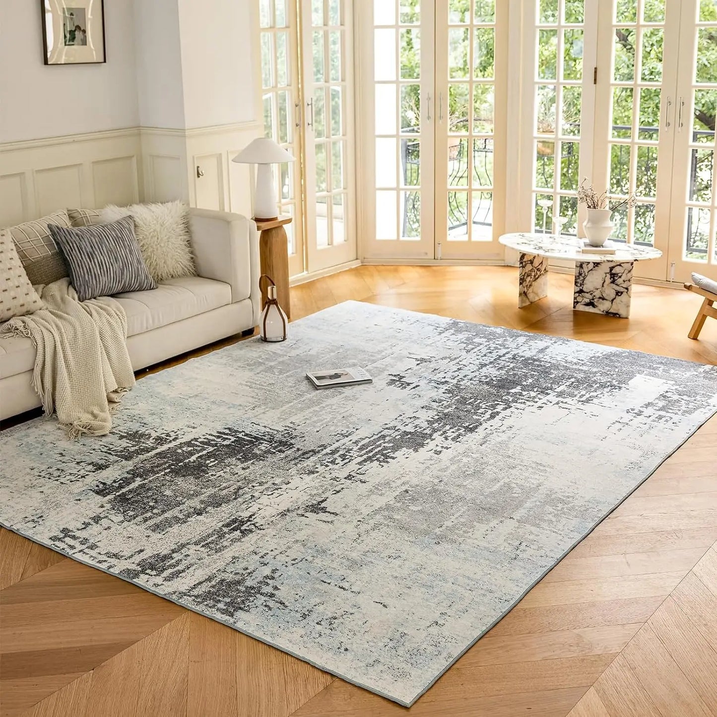 Rug Bedroom Washable Living Room Kitchen Dining Room Non-Slip Home Decor Carpet Morden Art Ultra Soft Blue Area Peaceful Rugs