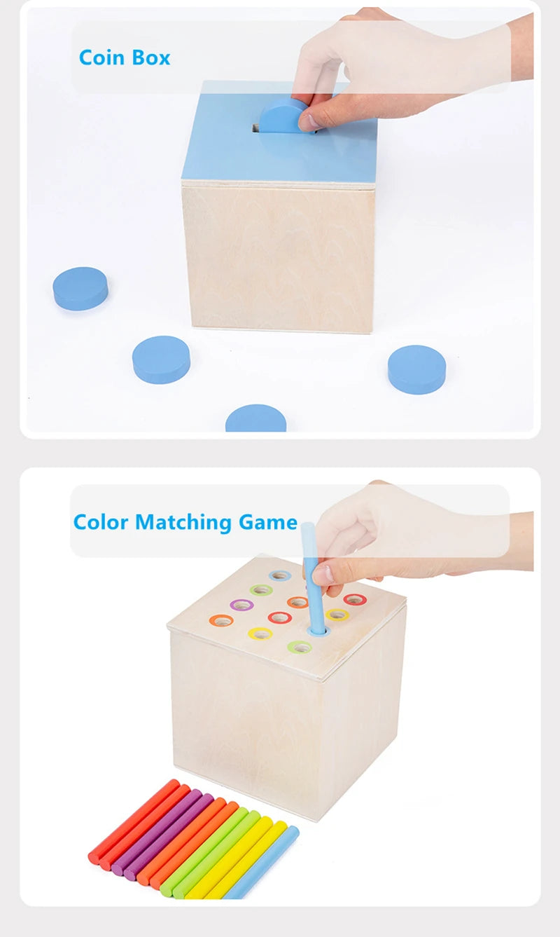 Montessori Educational Toys 4 In 1 Box Infant Toddler Matching Inserting Game Hand-Eye Coordination Fine Motor Skill Practice