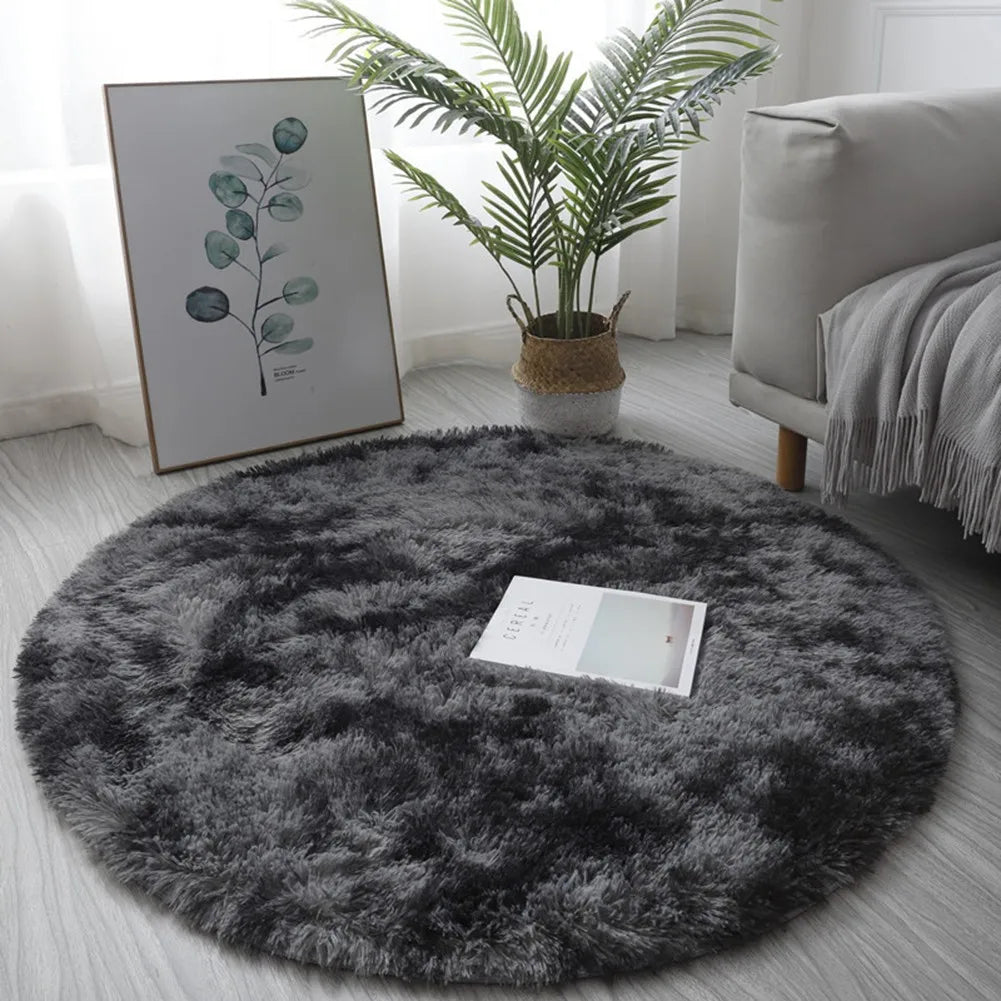 Circle Round Shaggy Rug Living Room Bedroom Carpet Floor Mat Anti-Skid Floor Soft Solid Large Carpets