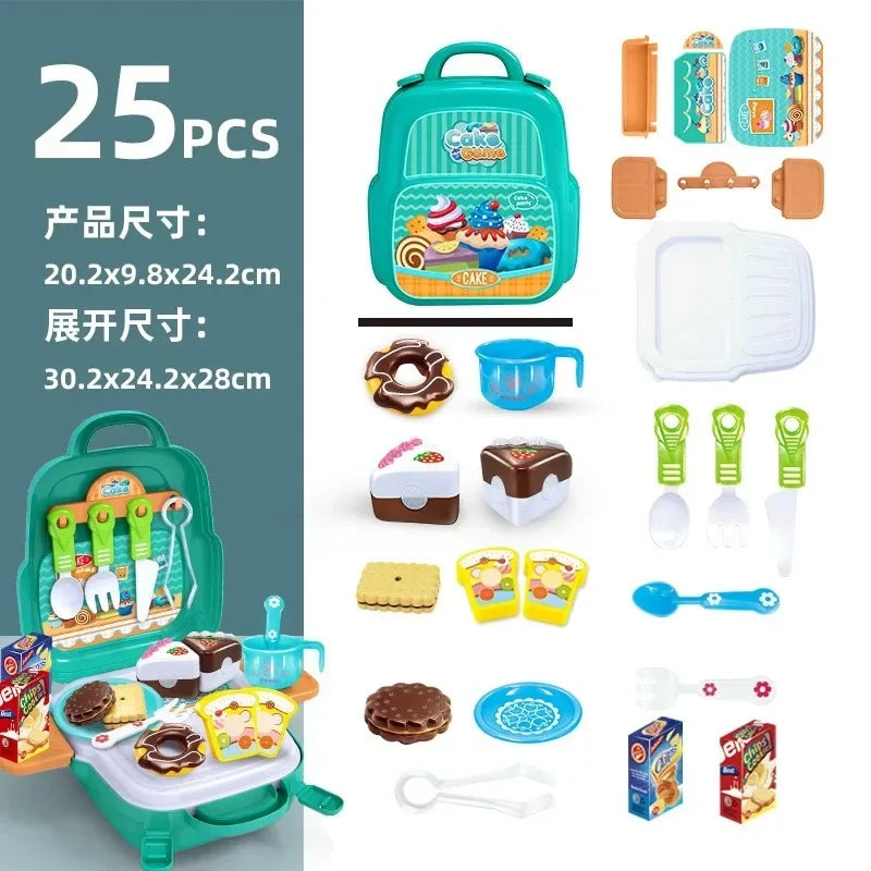 Kids Pretend Play Simulation Cooking Cosplay Toys Repair Drill Tools Cake Foods Jewelry Set Role Play Educational Toy For Kids