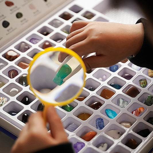 Natural Geology Minerals Rocks and Crystals GEM Collection Kit for Educational Science Book Magnifying Glass for Holiday Gifts