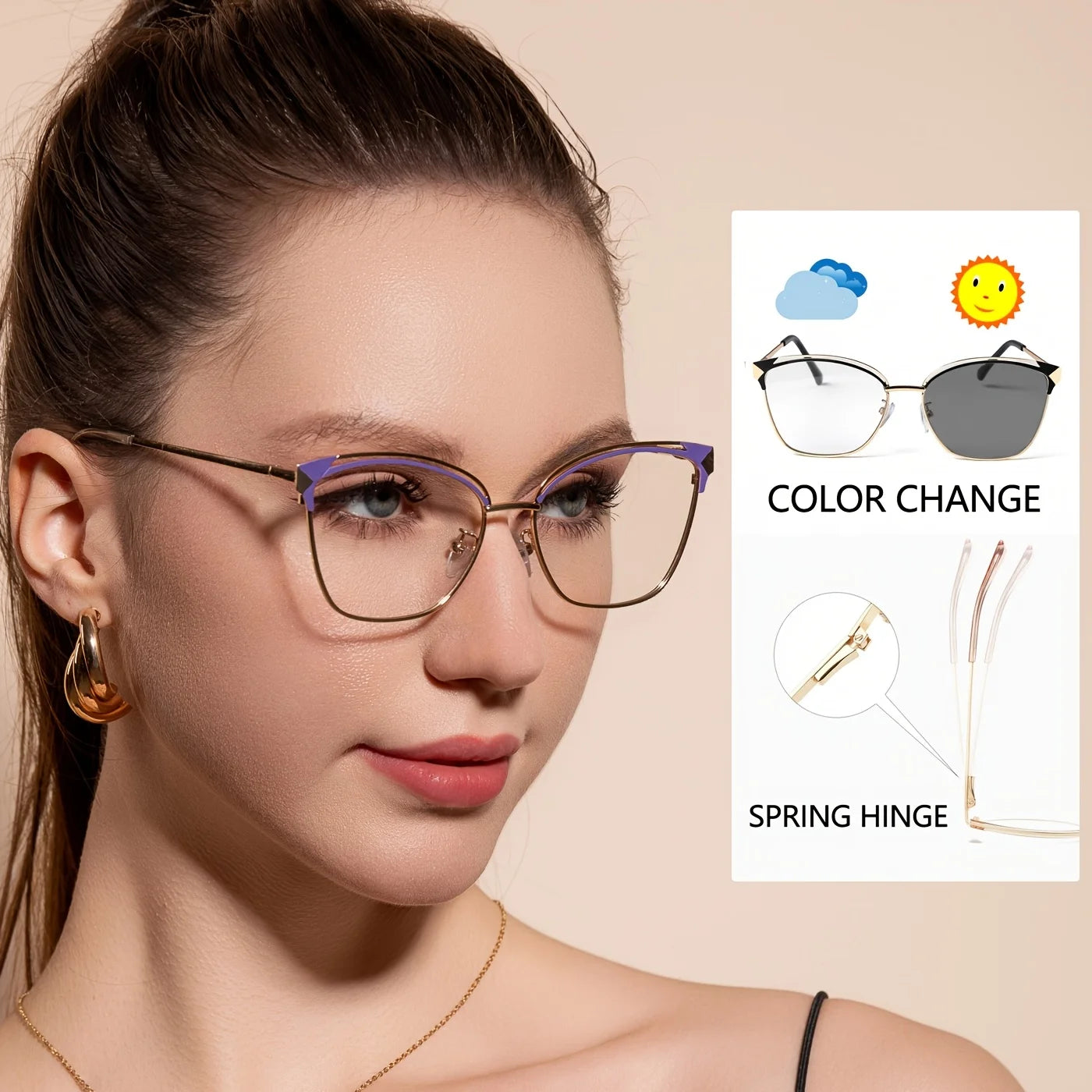 Women Photochromic Polarized Sunglasses Driving Fishing Chameleon Glasses Change Color Sun Glasses Vision UV400 Eyewear