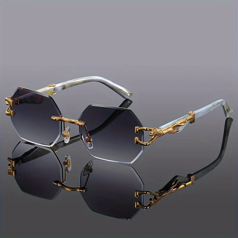 Geometric Leopard Print Sport Glasses For Women, Lightweight & Durable Composite Frame, Trendy Streetwear Glasses