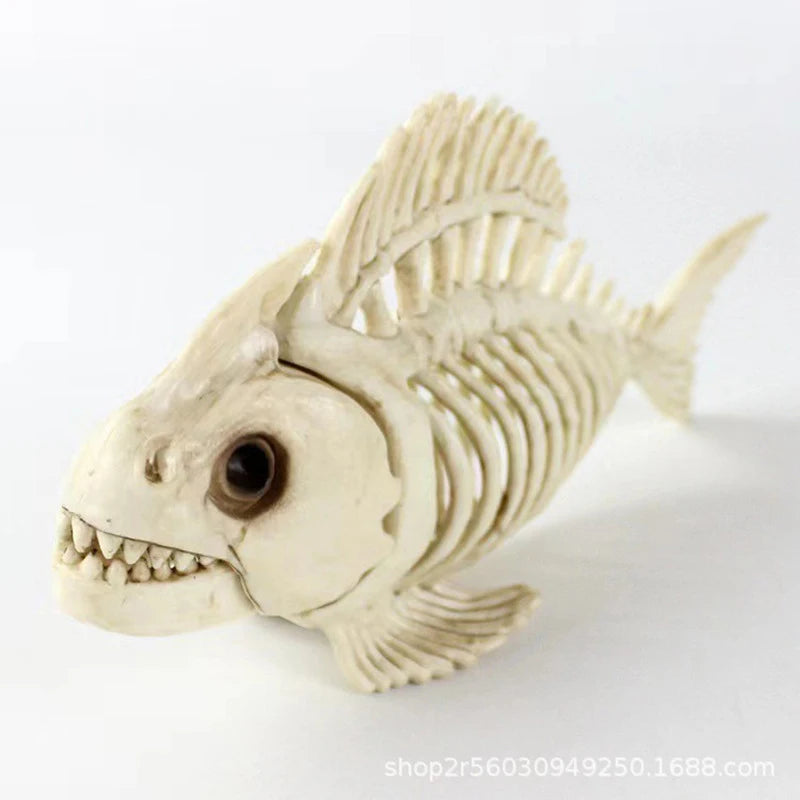 Halloween Animal Skeleton Bones Horror Piranha Fish Ornaments Creepy Decoration Props Party For Kids Gift