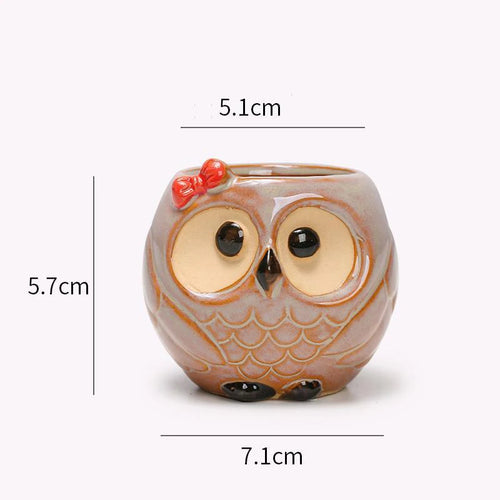 Ceramic Owl Flower Pot Garden Office Decoration Succulent Mini Owl