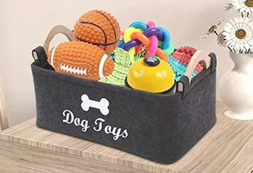 Felt pet toy box, dog toy box, storage basket box - perfect for organizing pets
