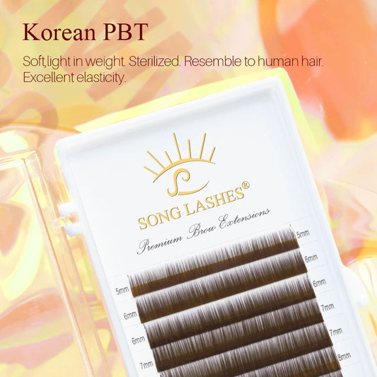 SONG LASHES High Quality Straight Curvate Eyebrow Extensions False Eyebrow 12 lines Brown Color Eyebrow Extension