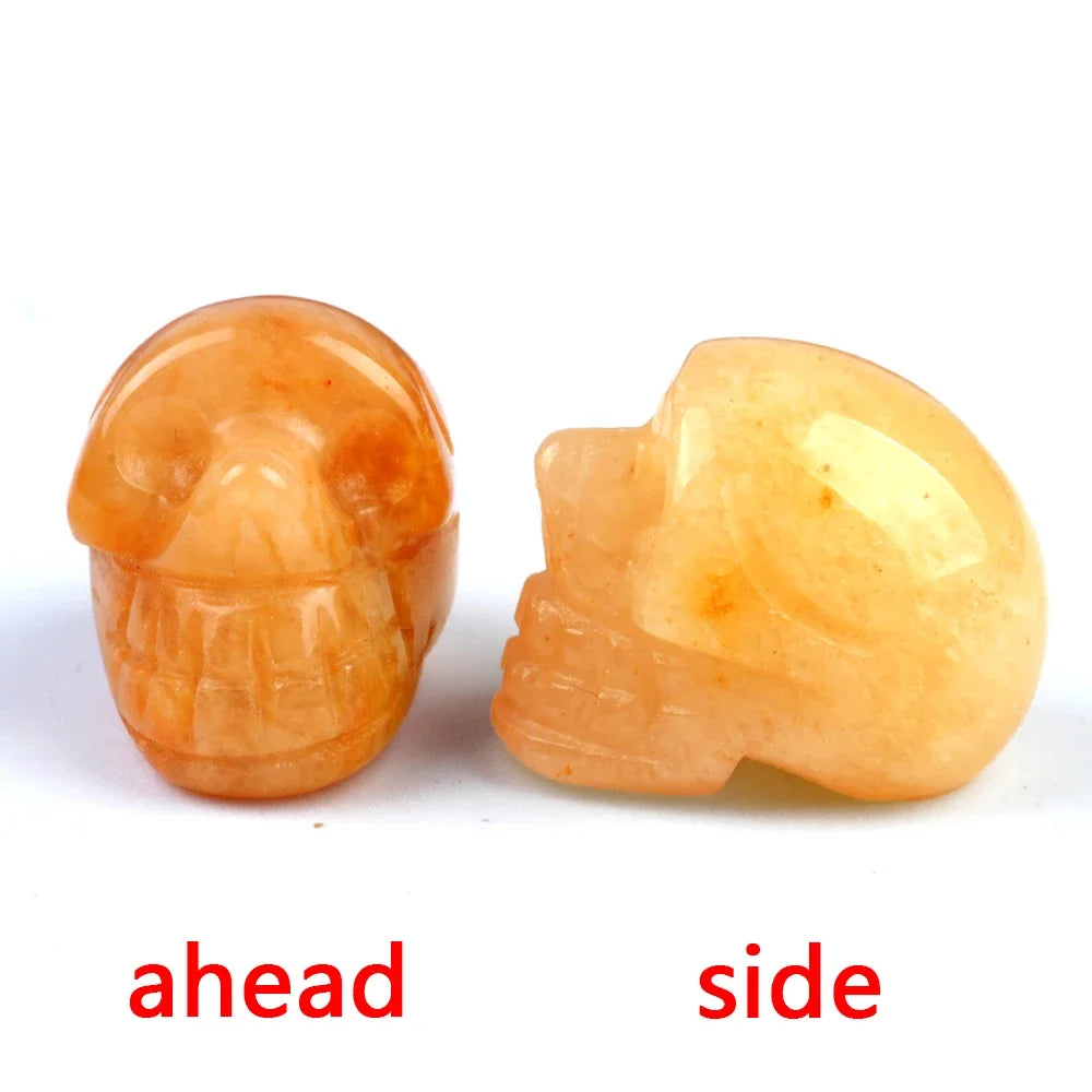 Natural Crystals Skulls Mineral Ghost Head Polished Carved Halloween Gift Desktop Home Decor Stone Crafts Skull Statues 14colors