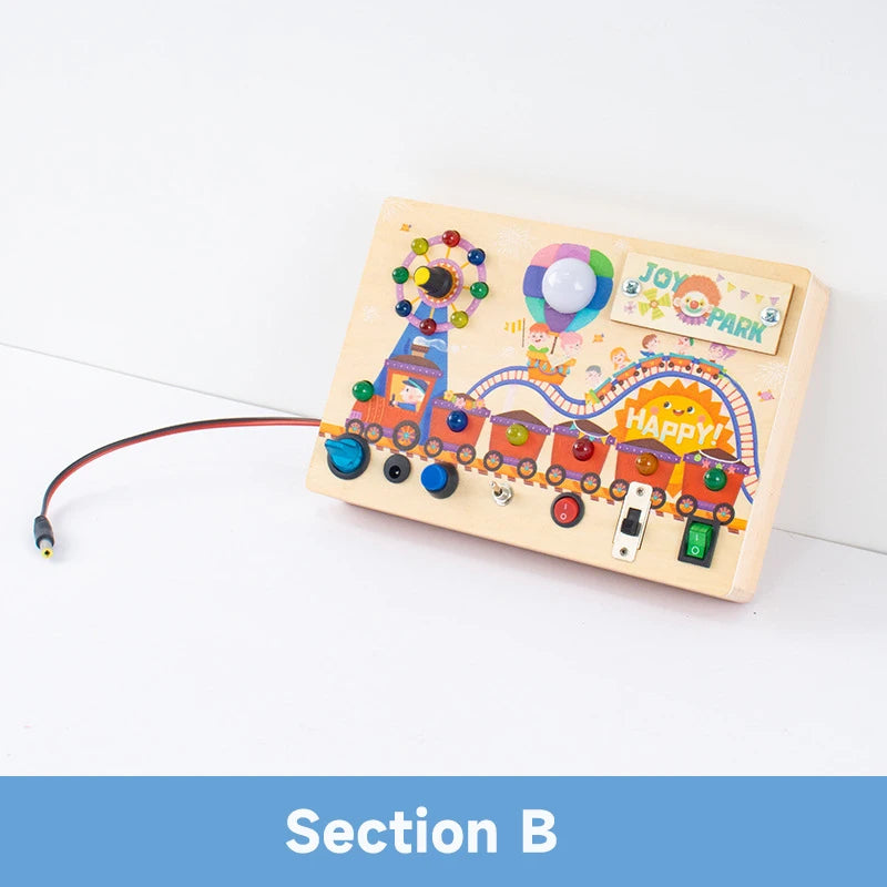 Montessori LED Busy Board Sensory Toys Children Early Education Colour Switch Cognize Toys Recognize Shapes Objects Toys Gifts