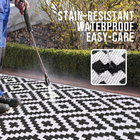 152x244CM Outdoor Rug for Patio Waterproof Anti-slip Plastic Straw Garden Mat Carpet UV Resistant Rugs for Camping Beach Picnic