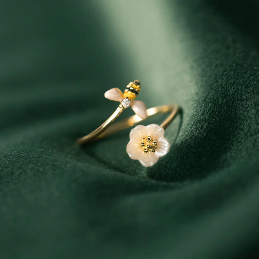 925 Silver Bee Shell Ring