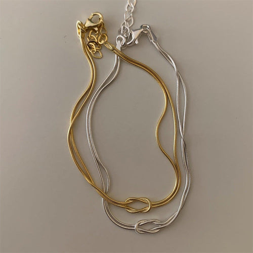 Stainless Steel Valentine's Day Knot Snake Chain Necklace Hand Knotted
