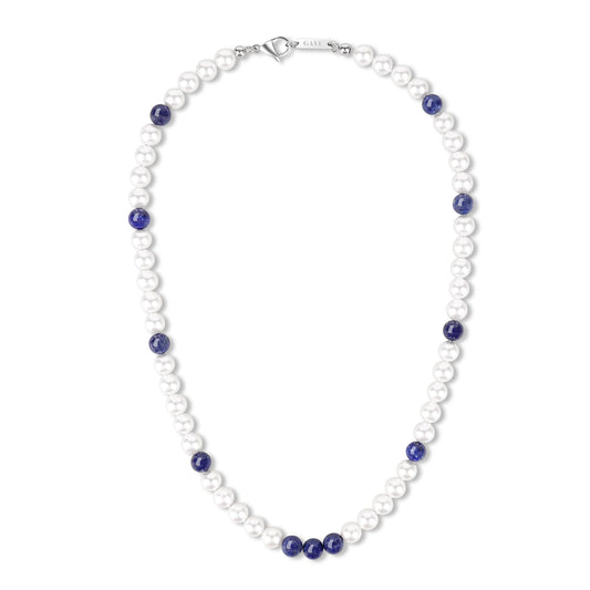 GAVU Men’s Lapis Lazuli & Shell Pearl Beaded Necklace — 8mm | 20–26”