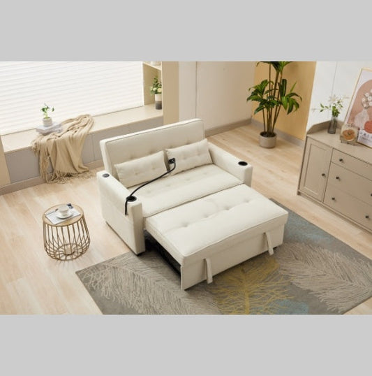 3-in-1 Convertible Futon Chair Bed with USB Ports | Sleeper Armchair