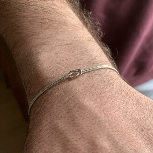 Stainless Steel Valentine's Day Knot Snake Chain Necklace Hand Knotted