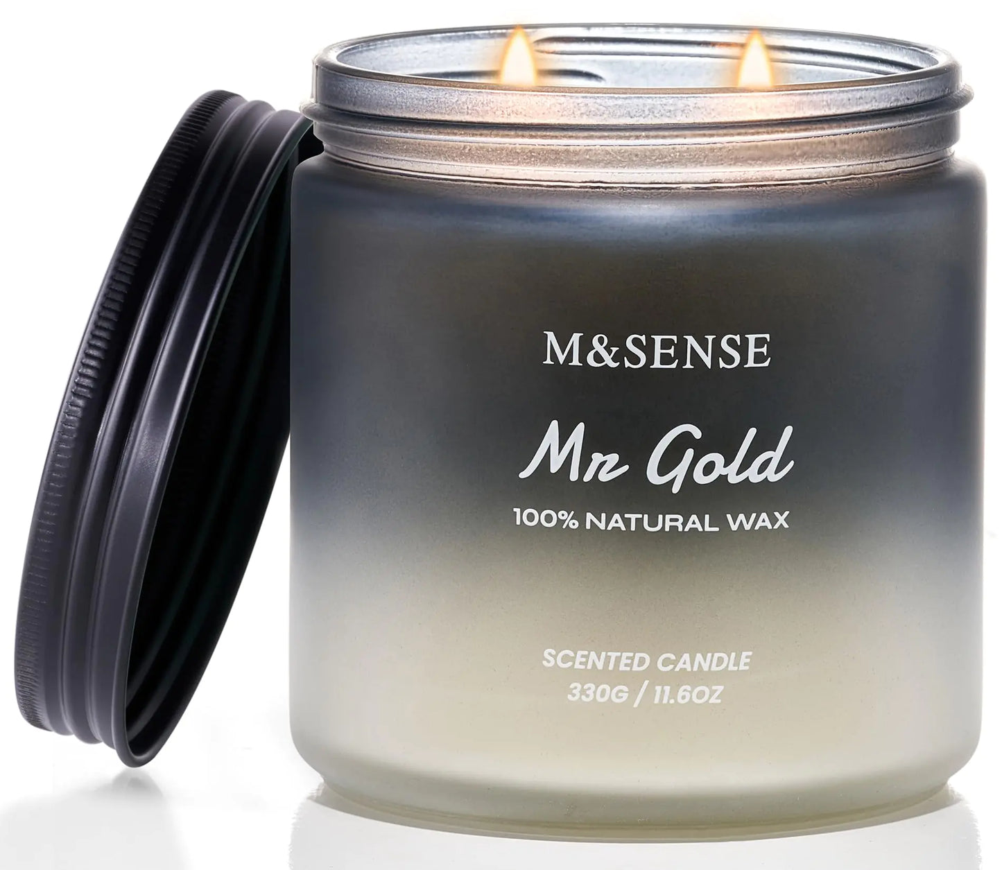 M&SENSE Smoked Leather Scented Men Candles 11.6oz 2 Wick Large Natural Soy Candle 70 Hours Long Lasting Candle Highly Scented Candles Best Smelling Candle for Men Home Fragrance Valentines Day Gifts